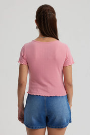 Polera Mujer Amarra Delantero Rosado Claro