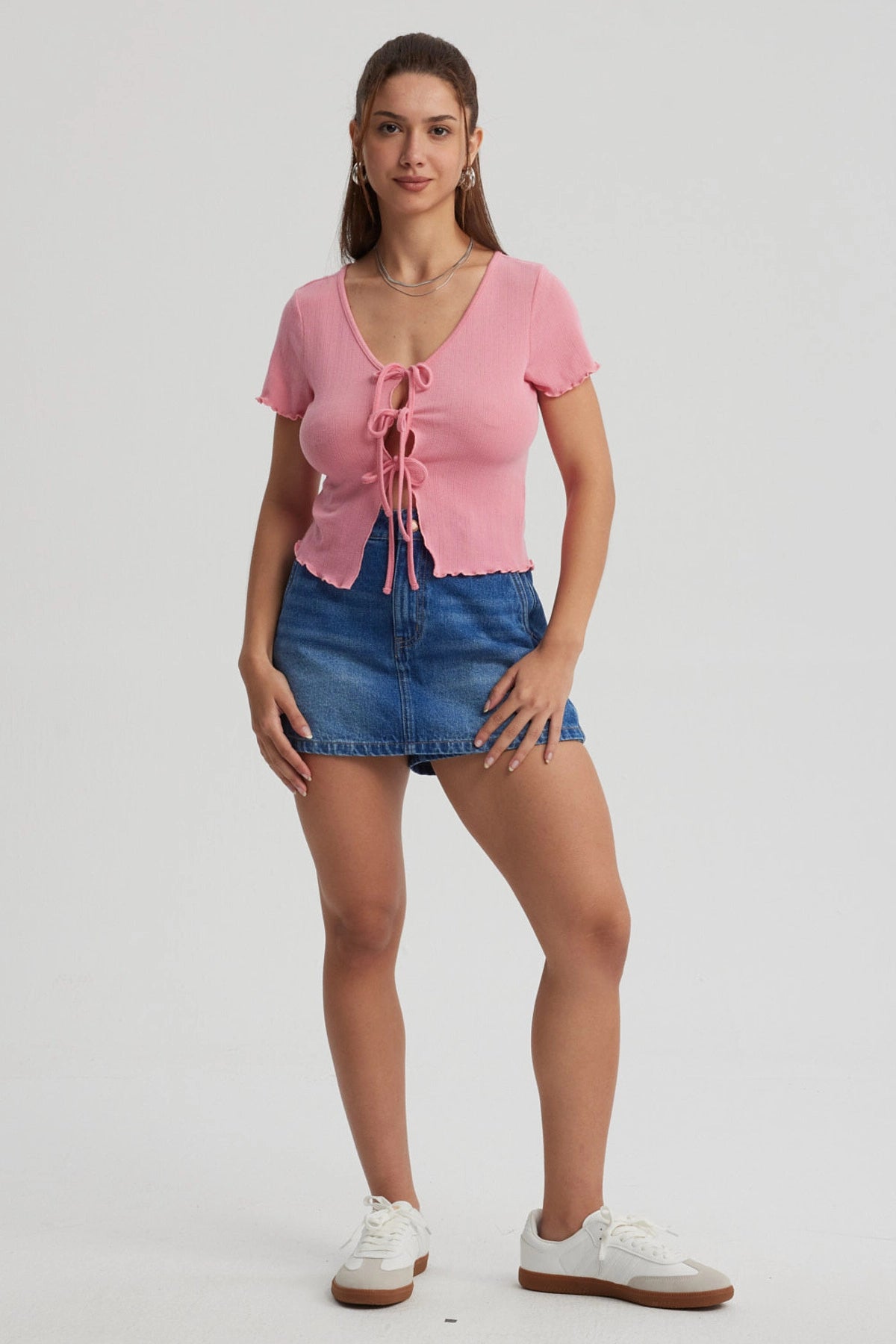 Polera Mujer Amarra Delantero Rosado Claro