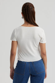 Polera Mujer Amarra Delantero Blanco