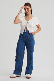 Polera Mujer Amarra Delantero Blanco