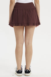 Falda Mujer Pretina Alta Basta Vuelos Café