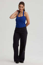 Polera Mujer Pliegues Azul