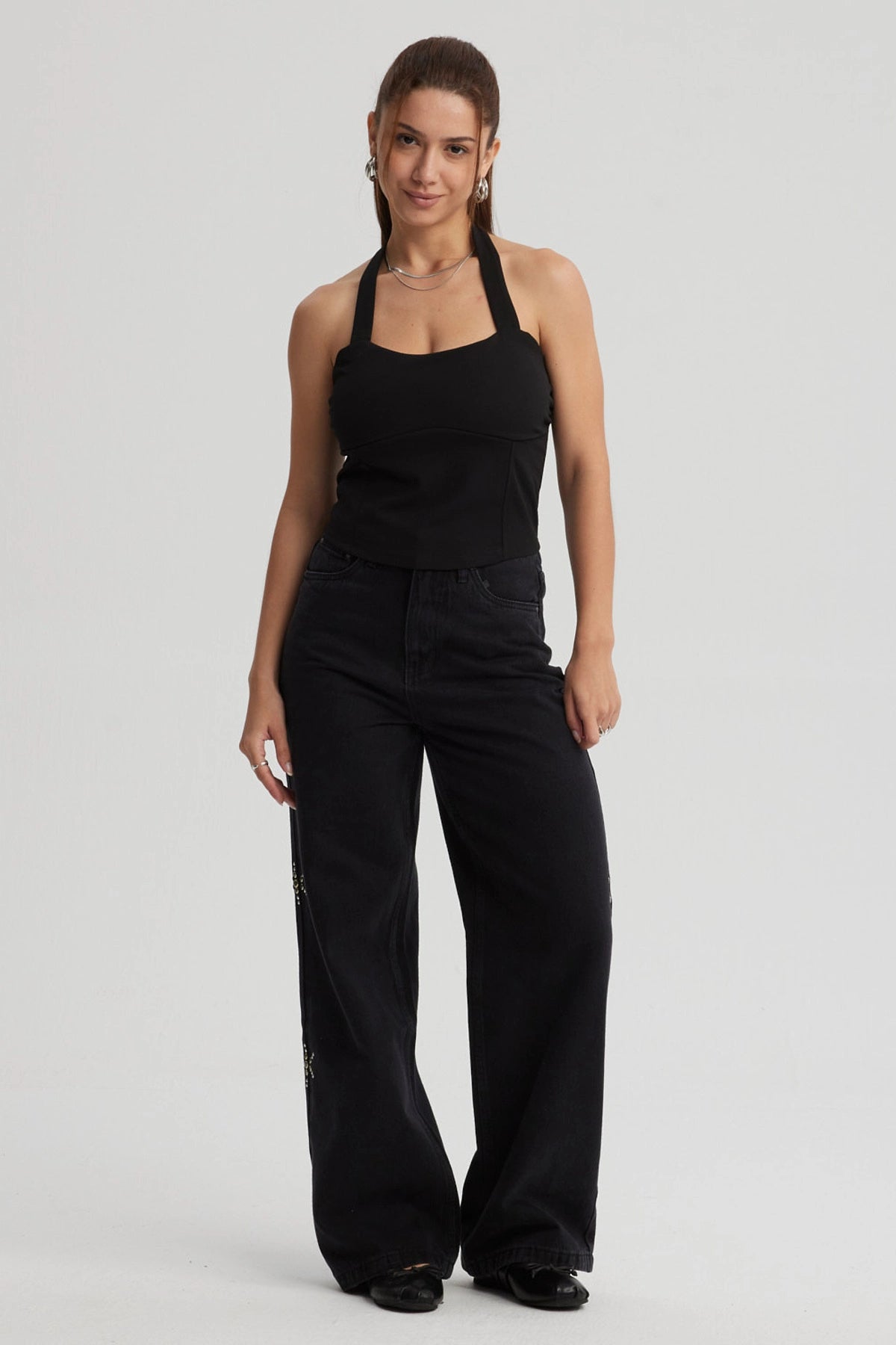 Polera Mujer Pliegues Negro