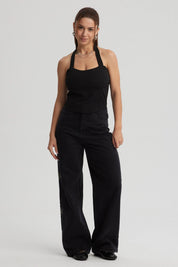 Polera Mujer Pliegues Negro