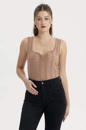 Polera Mujer Textura Café