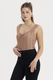 Polera Mujer Textura Café