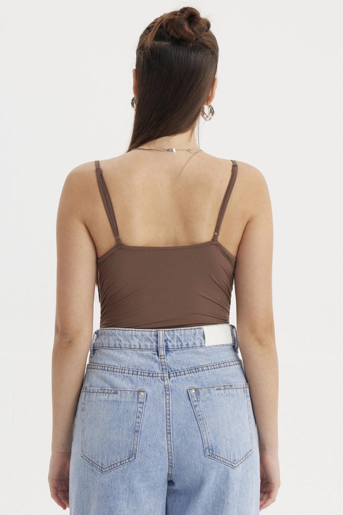 Peto Mujer Escote Drapeado Café