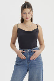 Peto Mujer Escote Drapeado Negro