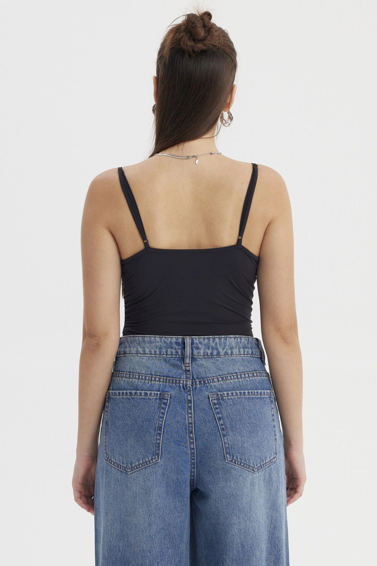 Peto Mujer Escote Drapeado Negro