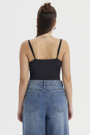 Peto Mujer Escote Drapeado Negro