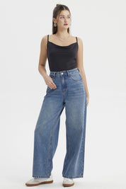 Peto Mujer Escote Drapeado Negro