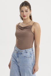 Peto Mujer Drapeado Ajustable Cafe