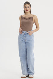 Peto Mujer Drapeado Ajustable Cafe