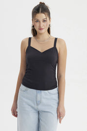 Polera Mujer Escote Cuadrado Negro