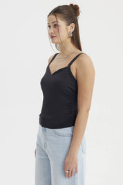 Polera Mujer Escote Cuadrado Negro