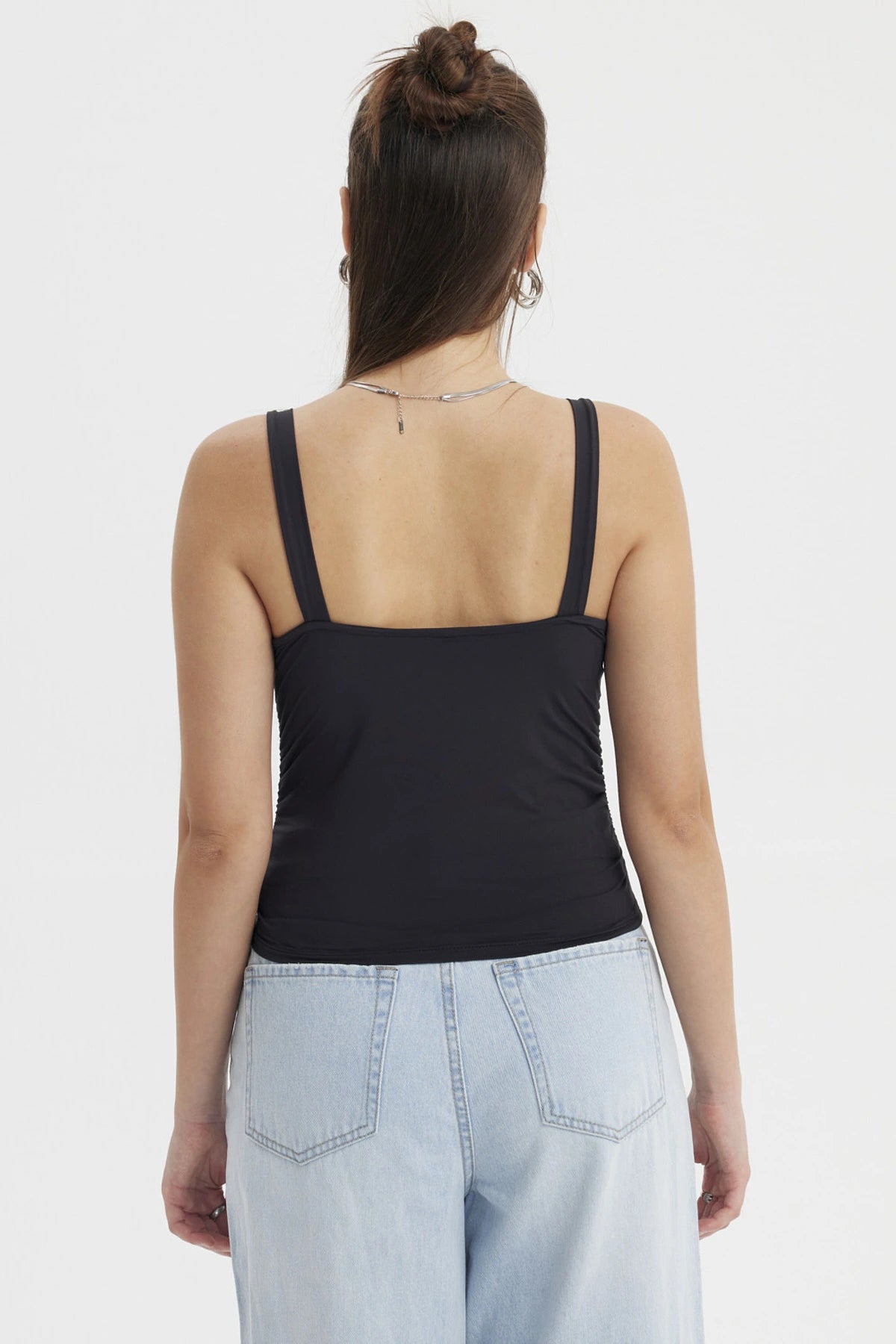 Polera Mujer Escote Cuadrado Negro