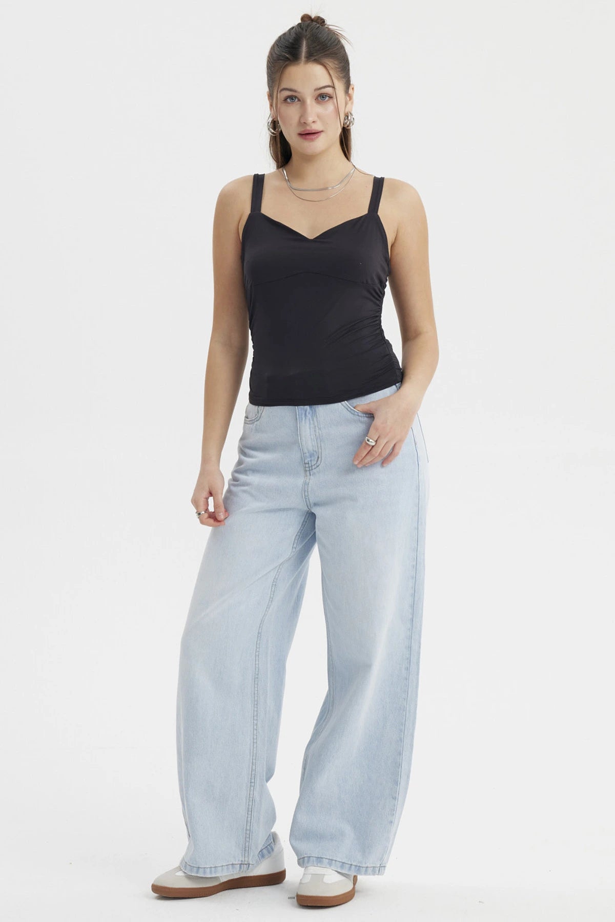 Polera Mujer Escote Cuadrado Negro