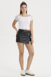 Falda Mujer Short Cinturón Negro