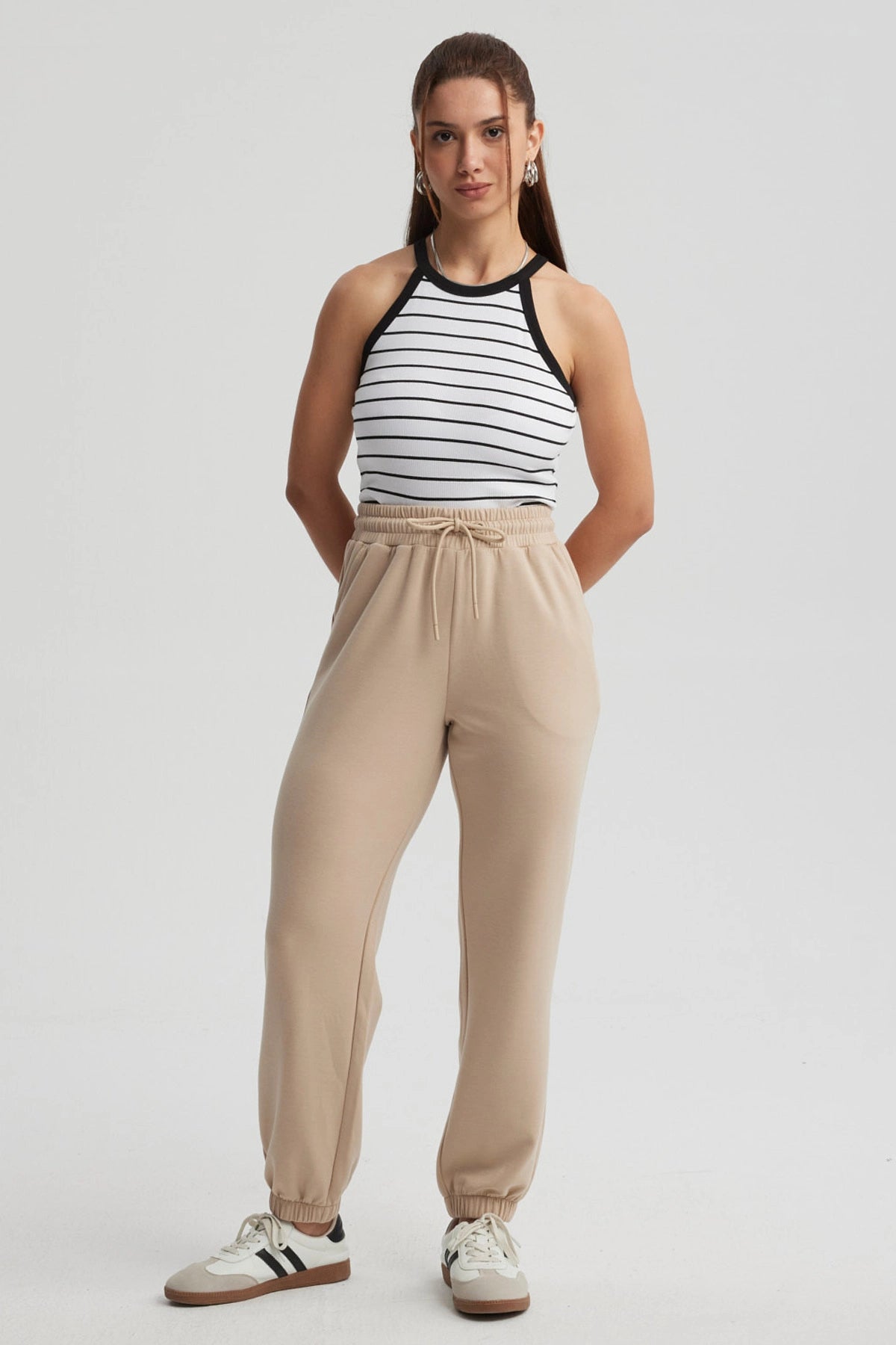 Pantalón Buzo Mujer Jogger Beige