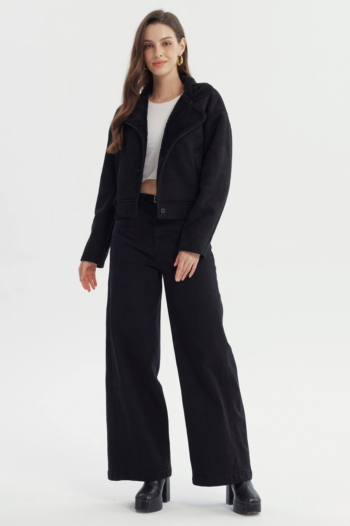 Chaqueta Mujer Estilo Polar Negro