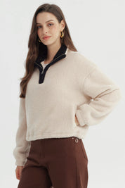 Polar Mujer Hoodie Beige Claro