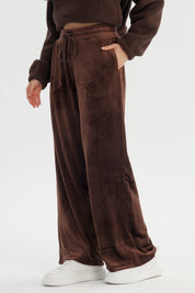 Pantalón Buzo Mujer Wide Leg Chocolate