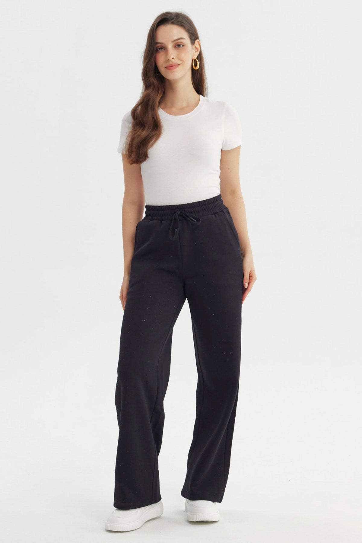 Pantalón Buzo Mujer Wide Leg Negro