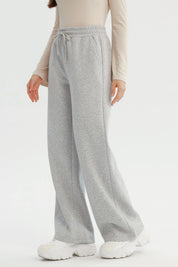Pantalón Buzo Mujer Wide Leg Gris Melange