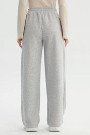 Pantalón Buzo Mujer Wide Leg Gris Melange