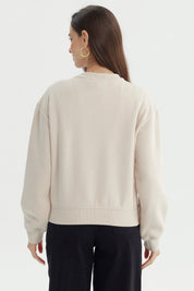 Polerón Mujer Adorno Print Beige Claro