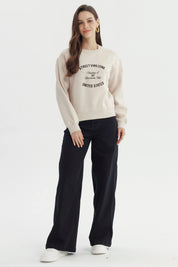Polerón Mujer Adorno Print Beige Claro