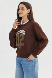 Polerón Mujer Adorno Print Chocolate