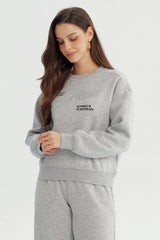 Polerón Mujer Adorno Print Gris Melange