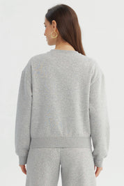 Polerón Mujer Adorno Print Gris Melange