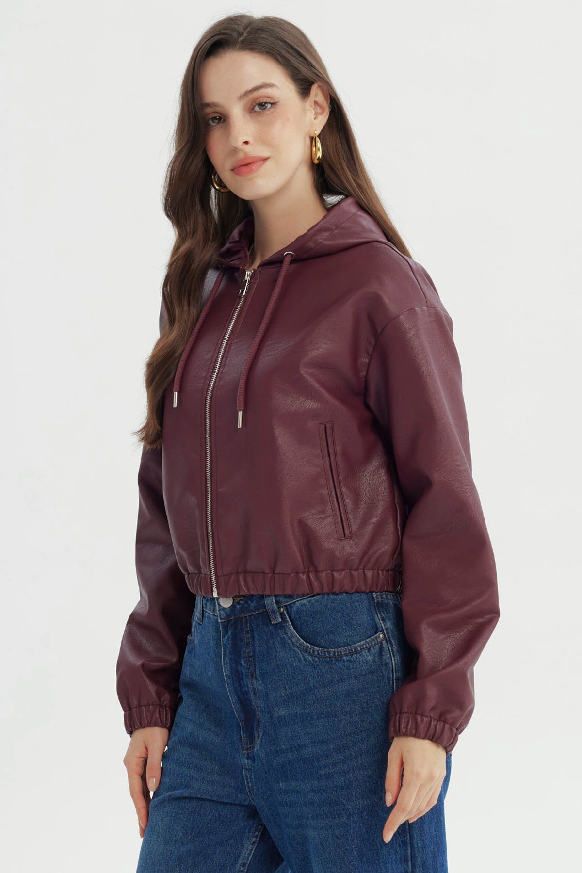 Chaqueta Mujer Regular Burdeo