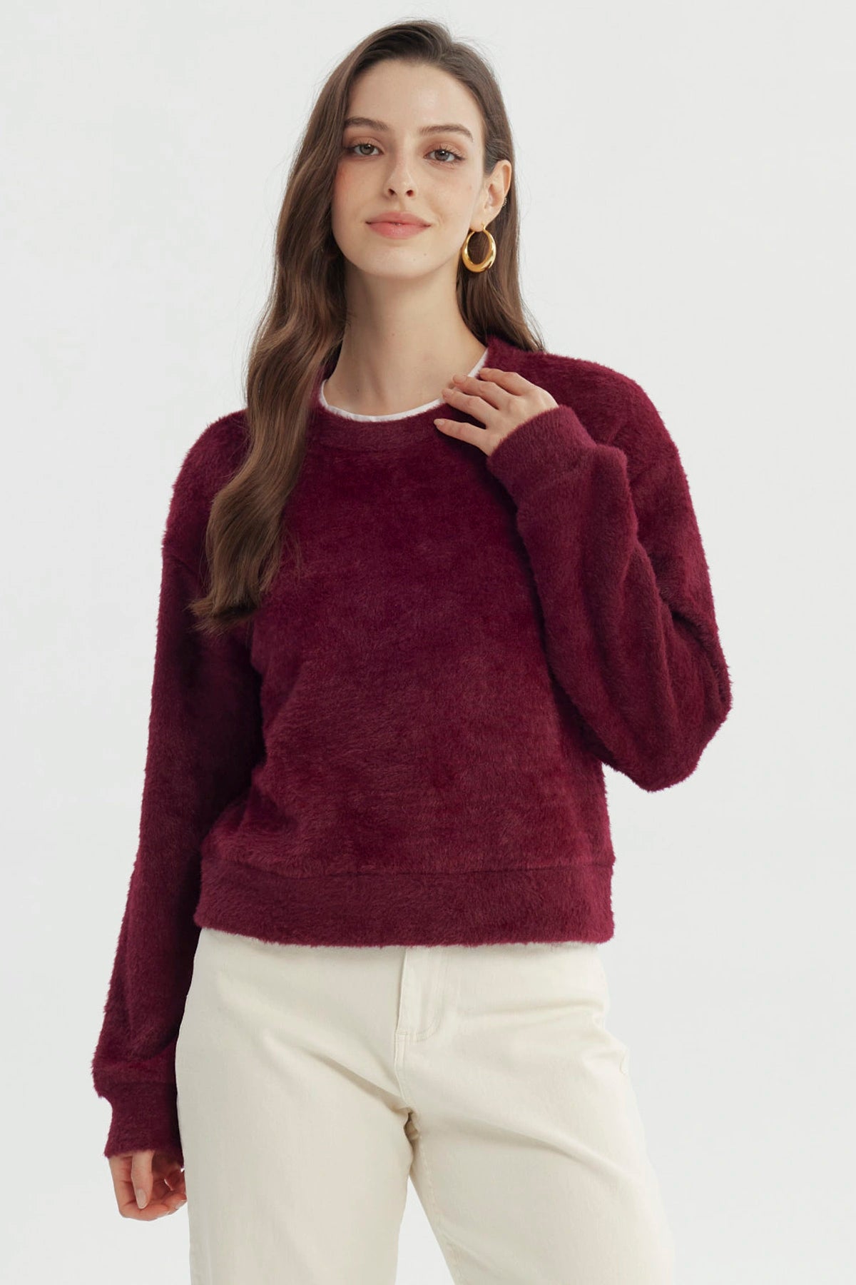 Sweater Mujer Regular Burdeo