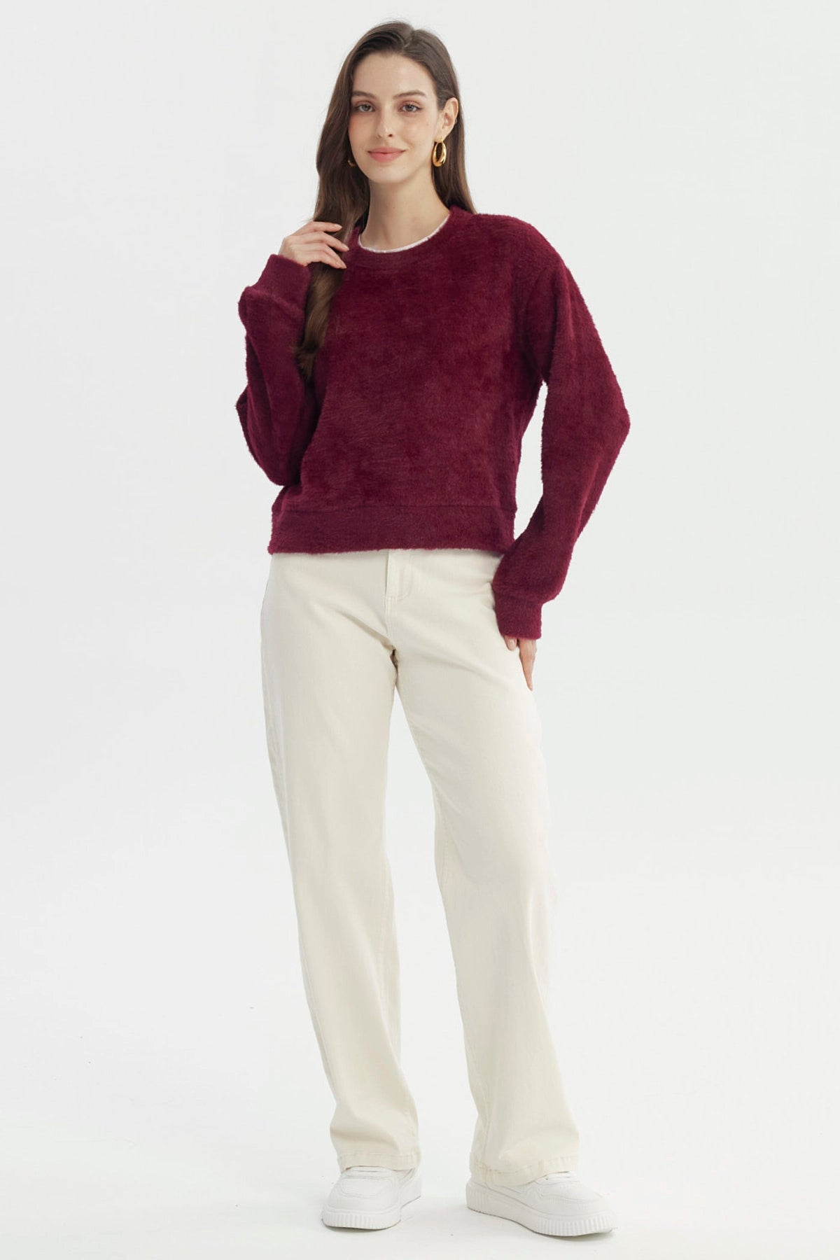 Sweater Mujer Regular Burdeo