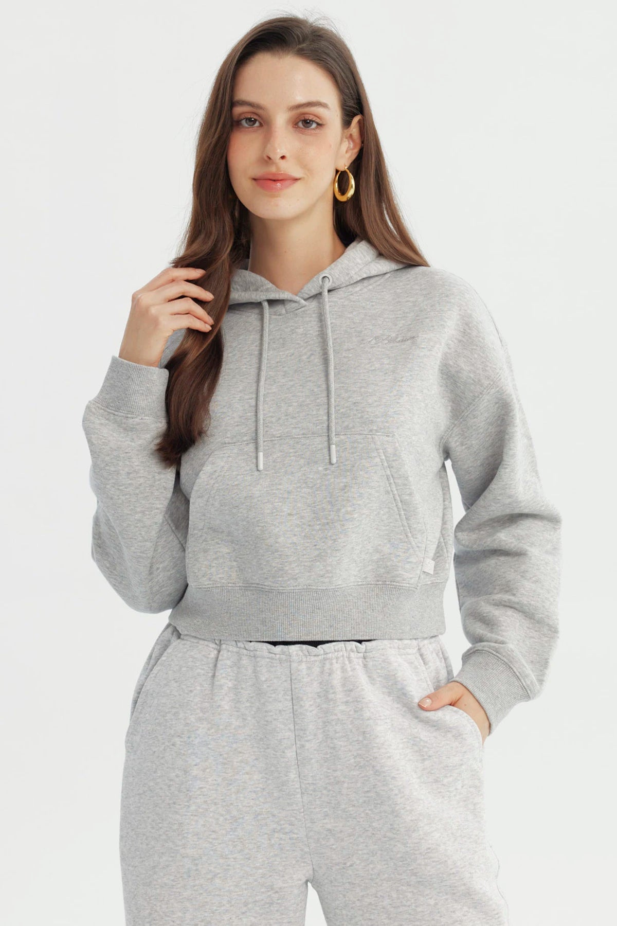 Polerón Mujer Regular Gris Melange