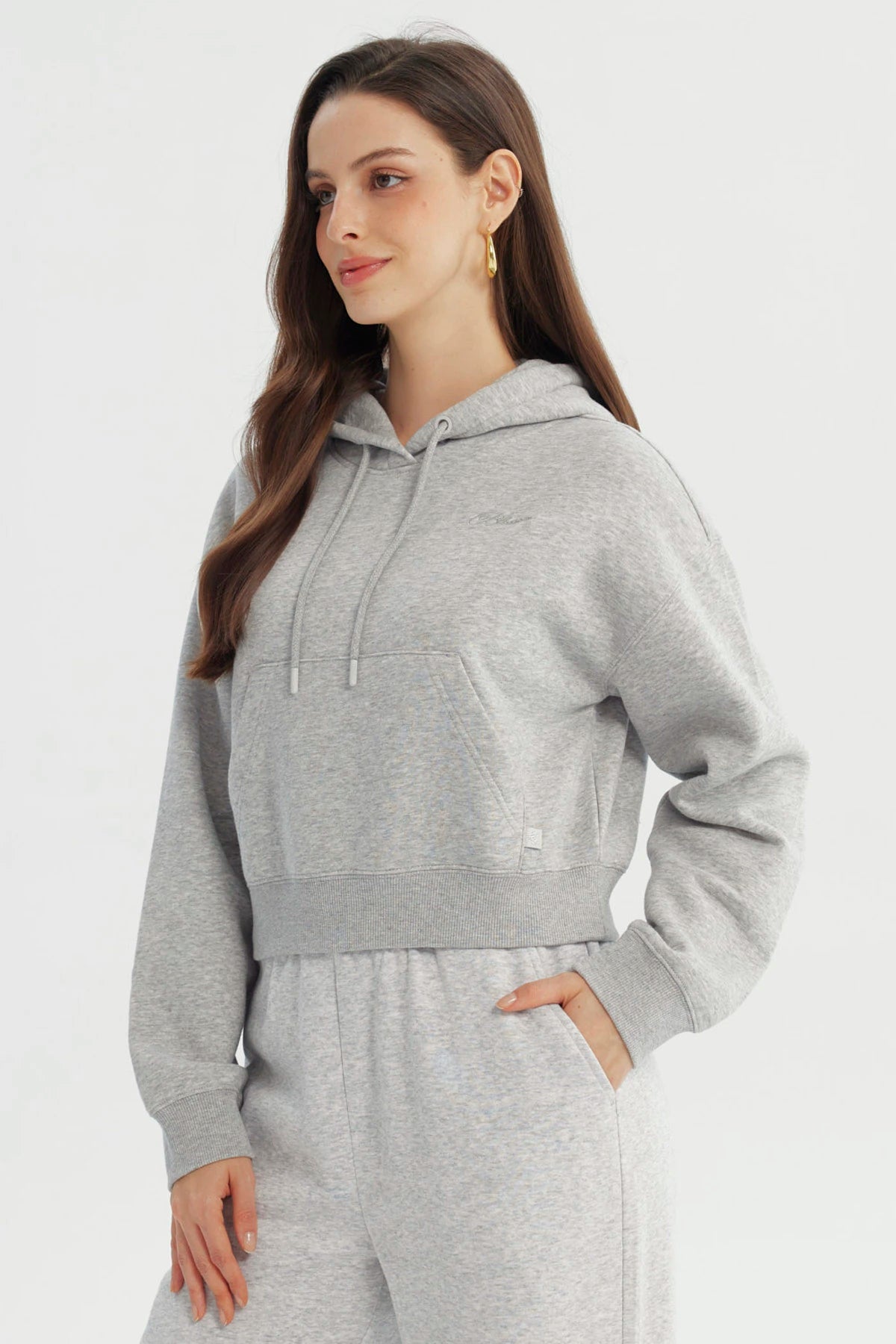 Polerón Mujer Regular Gris Melange