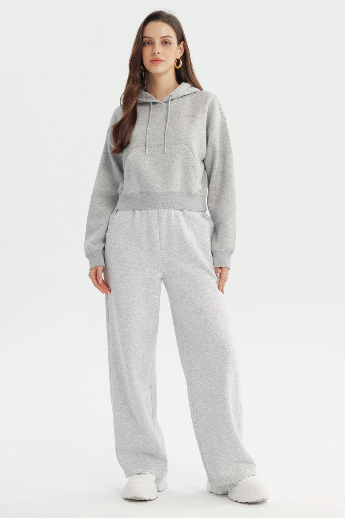 Polerón Mujer Regular Gris Melange