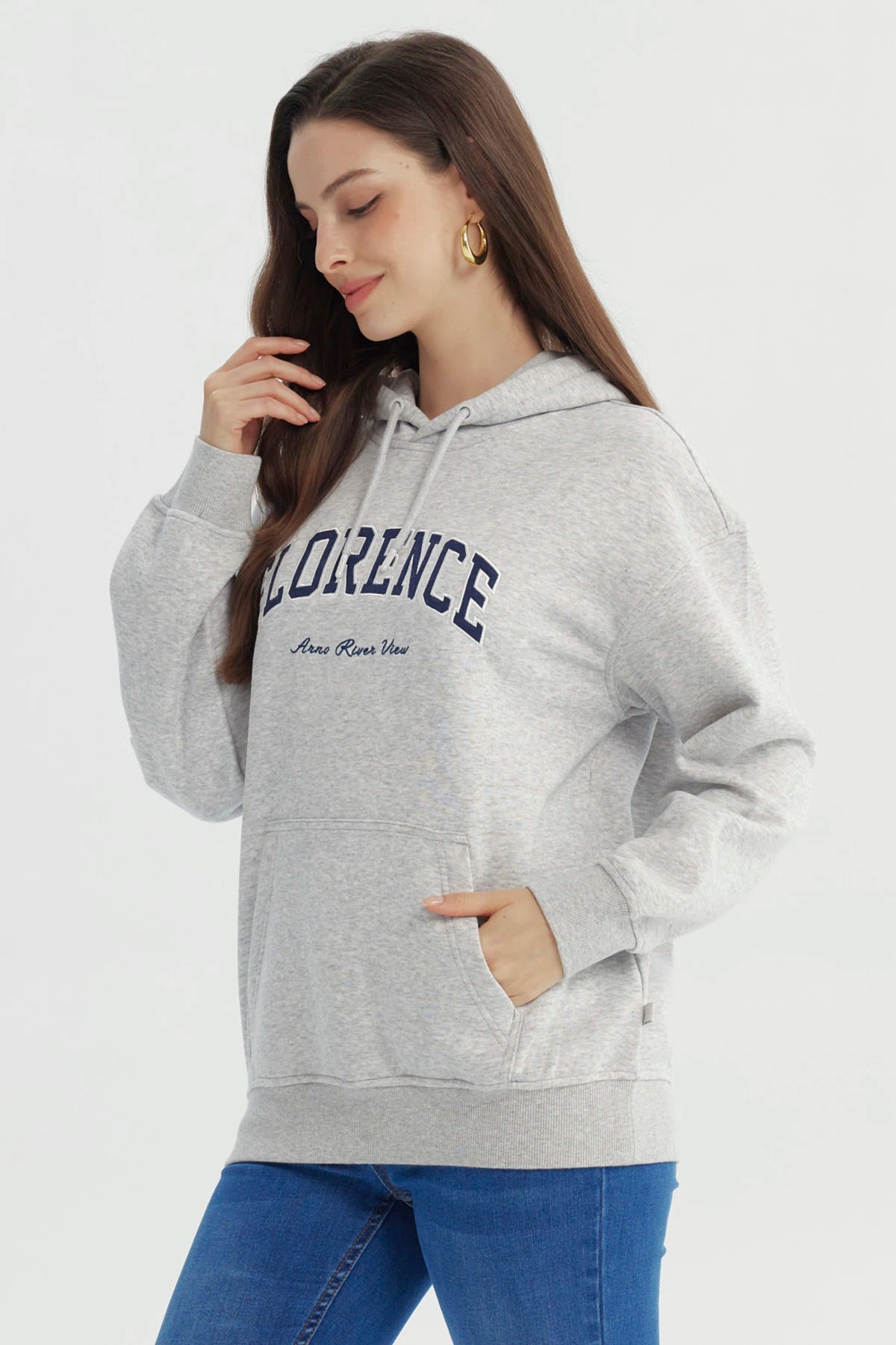 Polerón Mujer Slim Gris Melange