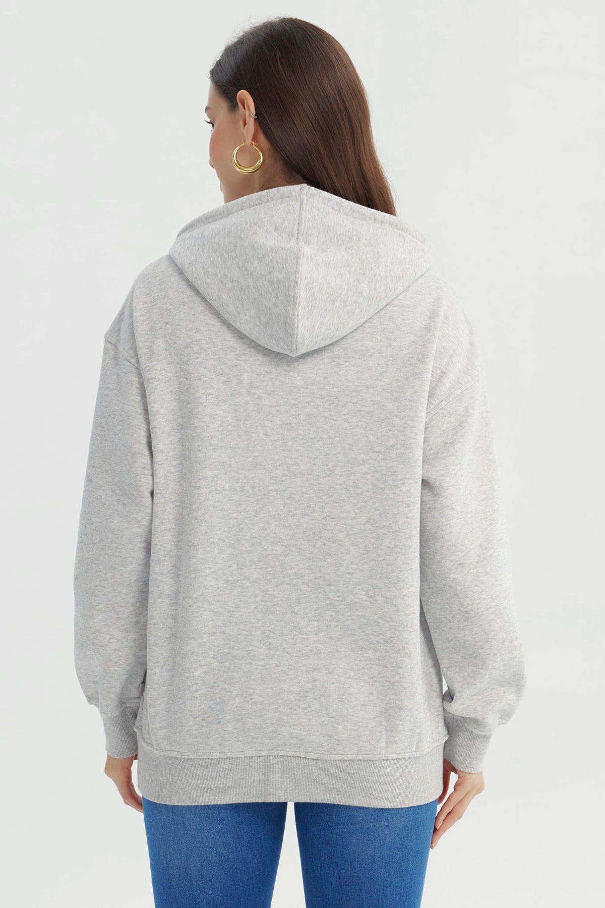 Polerón Mujer Slim Gris Melange