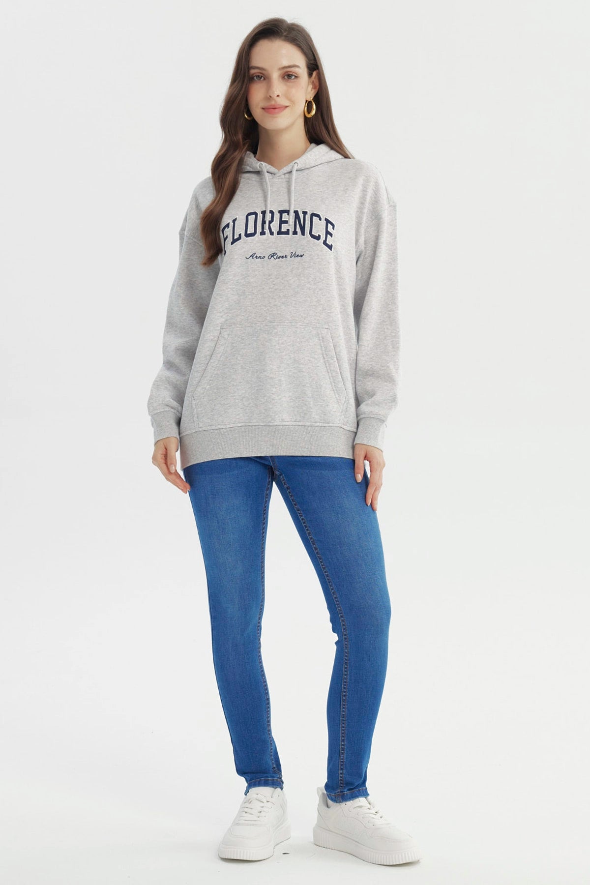 Polerón Mujer Slim Gris Melange