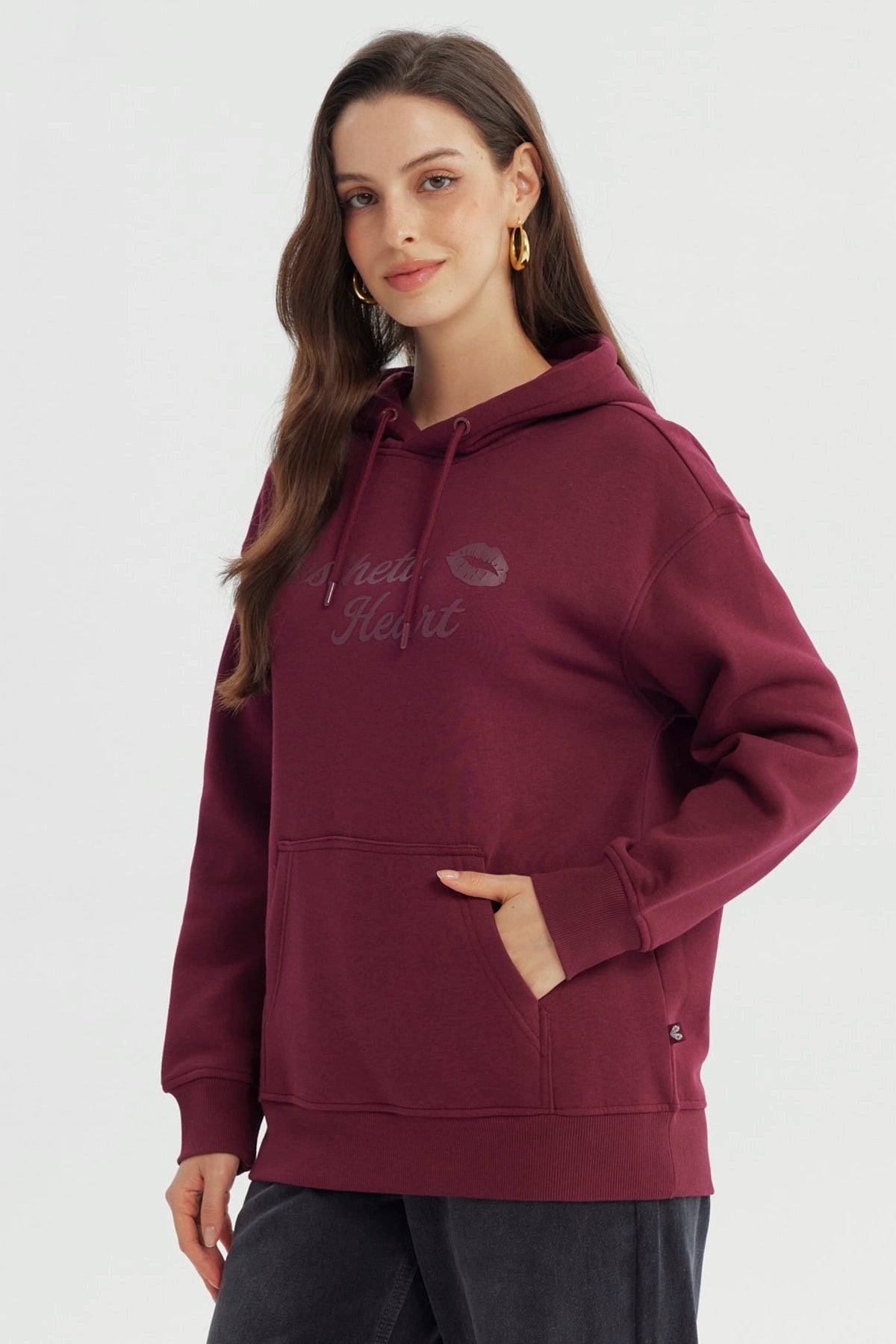 Polerón Mujer Slim Burdeo