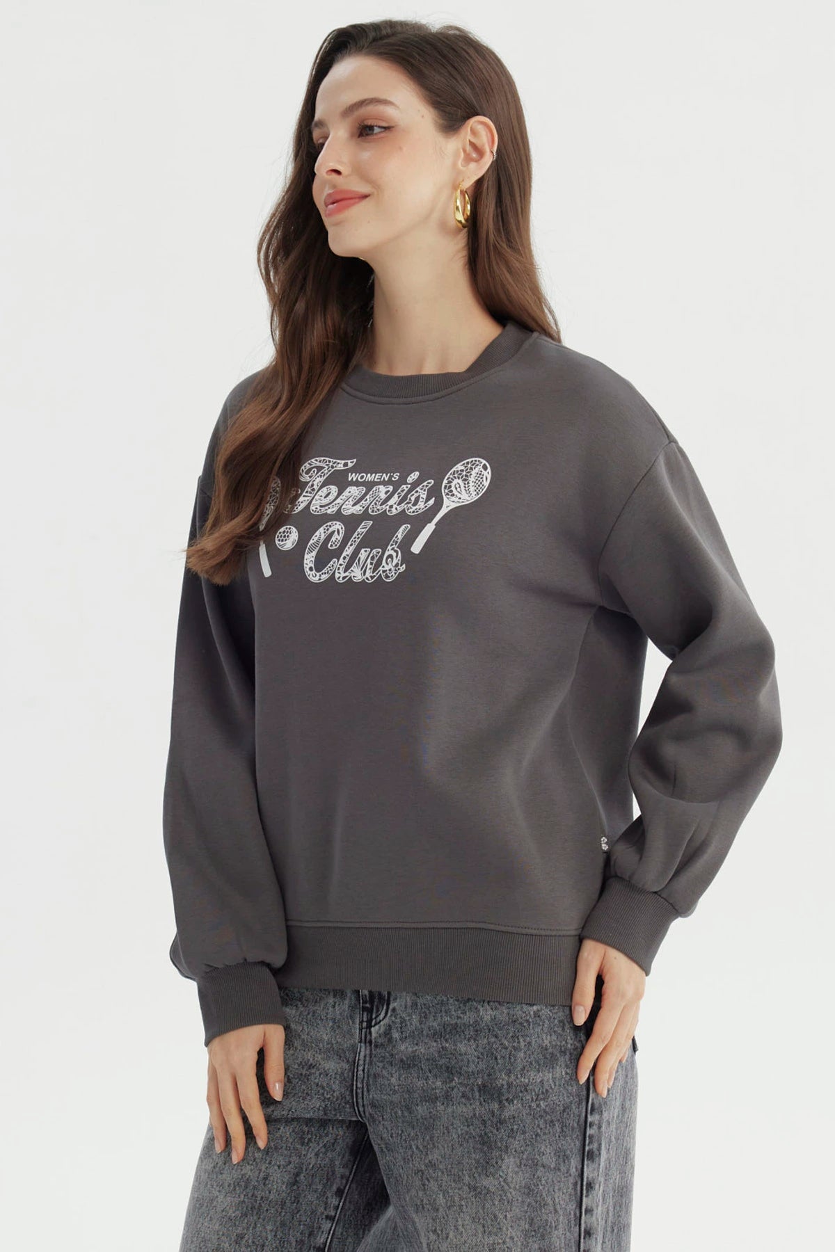 Polerón Mujer Classic Gris Oscuro