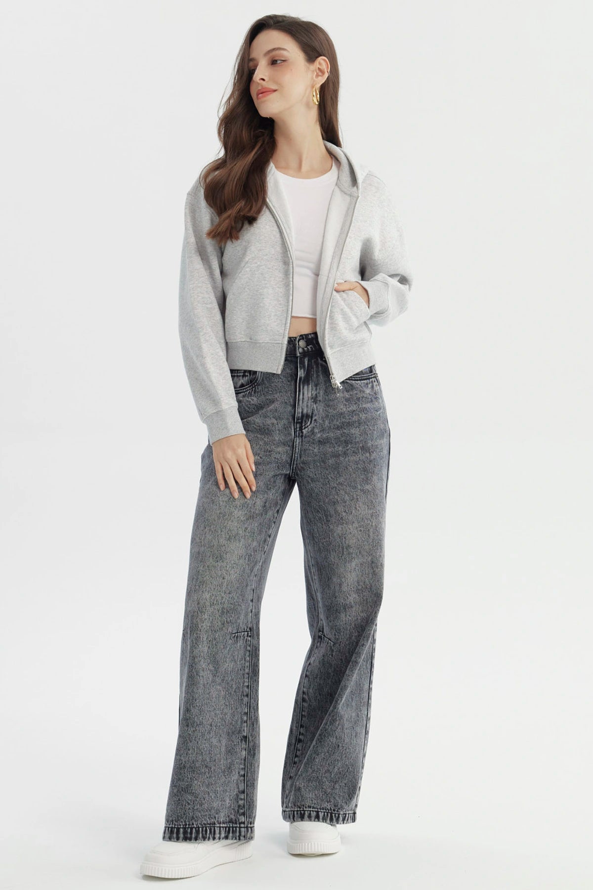 Polerón Mujer Classic Gris Melange