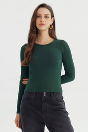 Polera Mujer Slim Verde Oscuro
