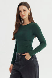 Polera Mujer Slim Verde Oscuro