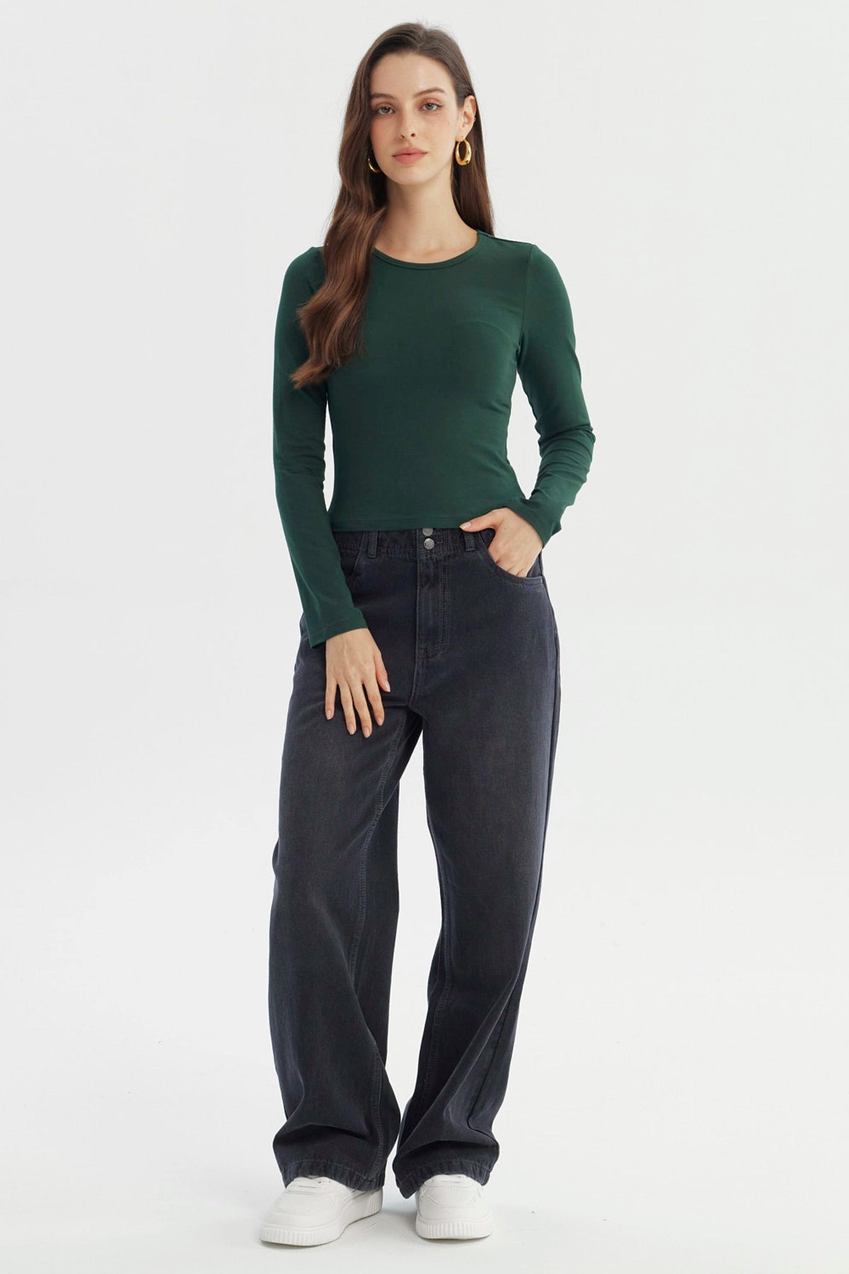 Polera Mujer Slim Verde Oscuro