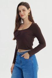 Polera Mujer Ajustado Chocolate